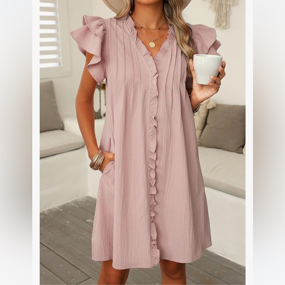 Elegant Pink Ruffle Dress
